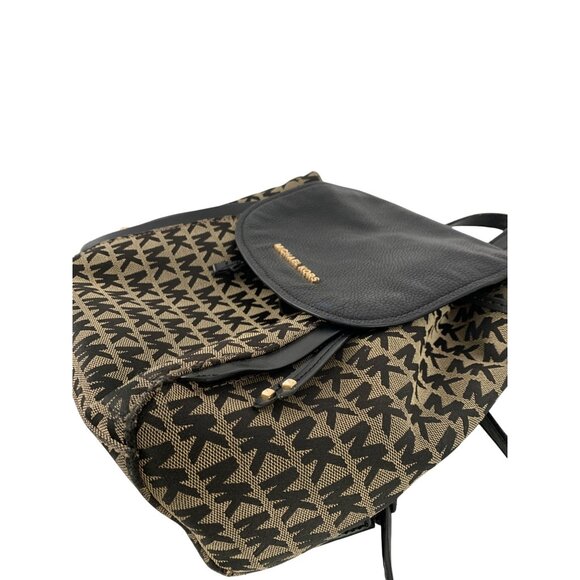 Michael Kors Evie Monogram Canvas & Leather Small Backpack Black/Brown Used - Picture 7 of 16